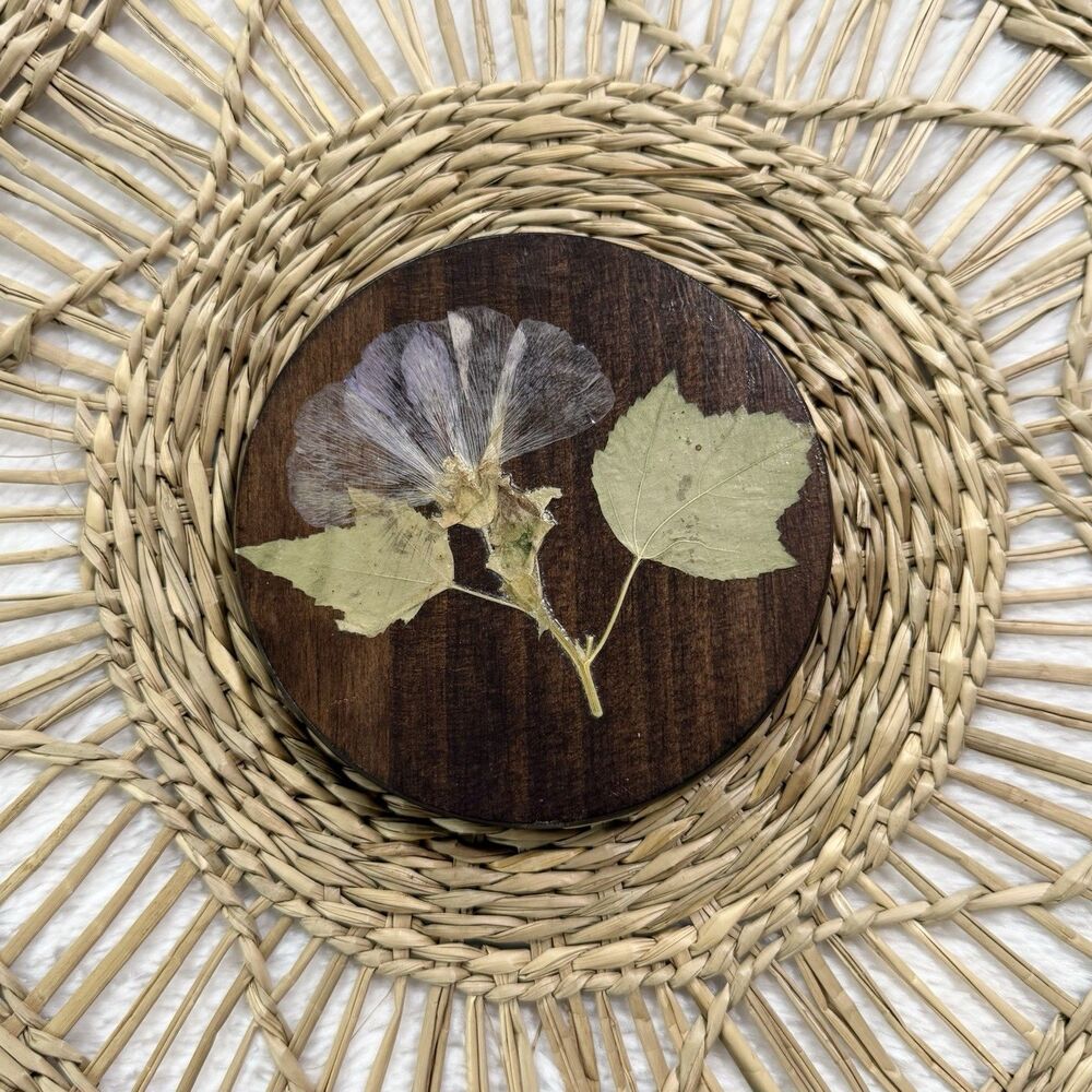 Handmade Wooden Round Dried Flower Coaster